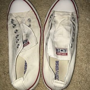 white low top converse/ size 10